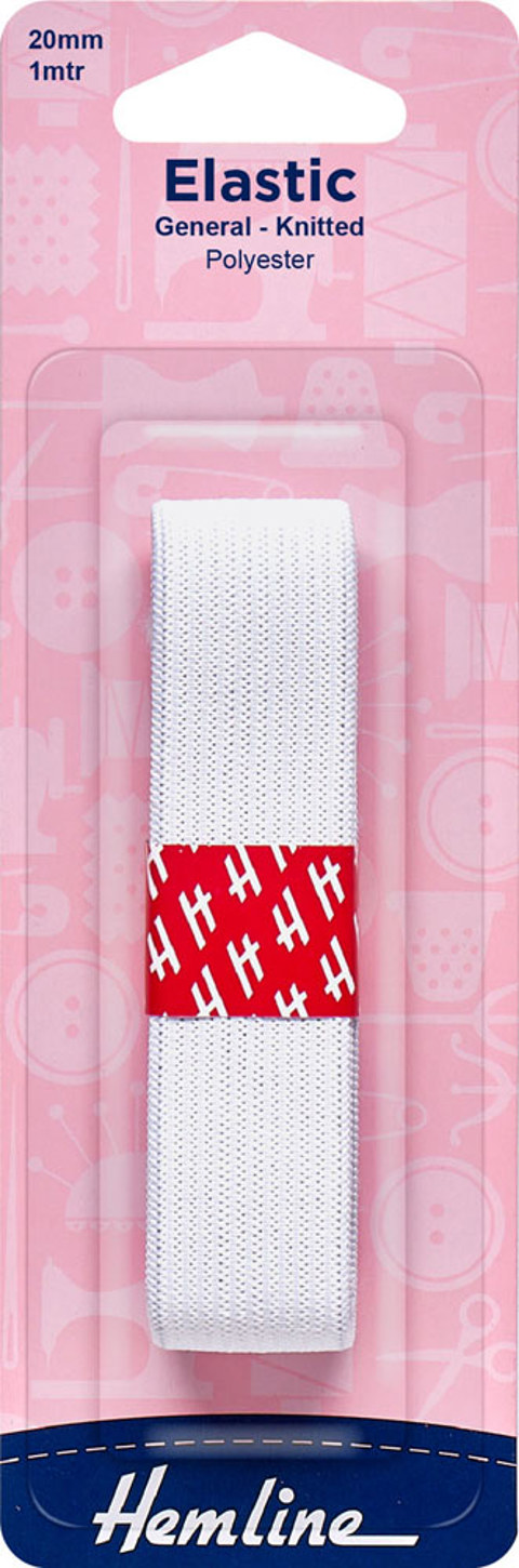 Hemline - Elastic Knitted 20mm x 1m - White