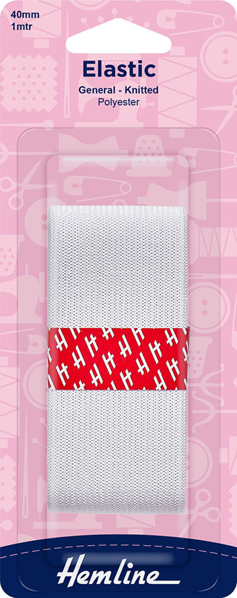 Hemline - Elastic Knitted 40mm x 1m - White