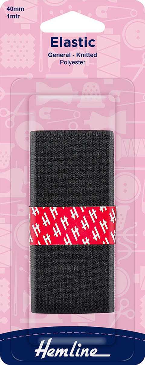 Hemline - Elastic Knitted 40mm x 1m - Black