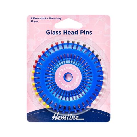 Hemline - Pins Glass Head 0.6 x 30mm 40pcs