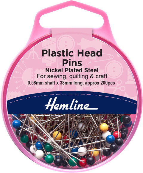 Hemline - Pins Plastic Head 0.58 x 38mm 200pcs