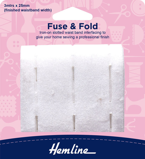 Hemline - Fuse & Fold Waistband Lining - 25mm x 3m