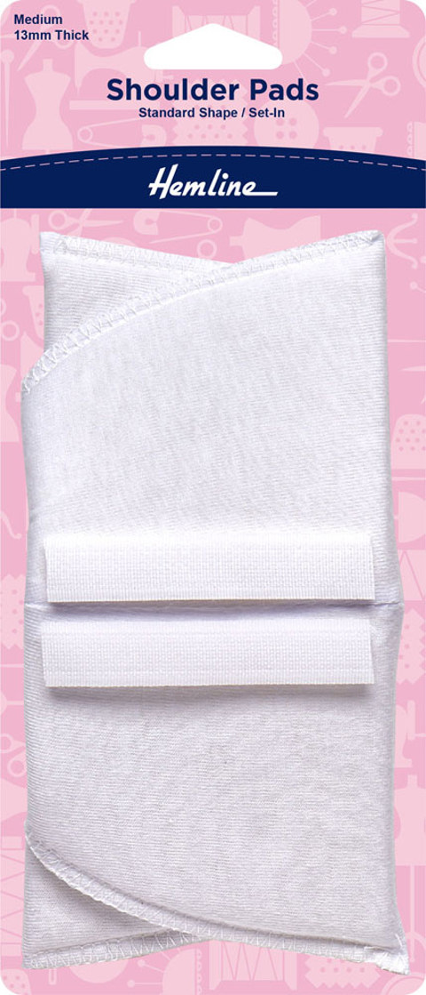 Hemline - Shoulder Pad Covered Set-In 13mm Medium - White