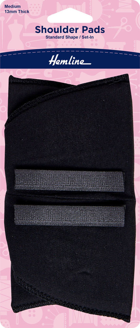 Hemline - Shoulder Pad Covered Set-In 13mm Medium - Black