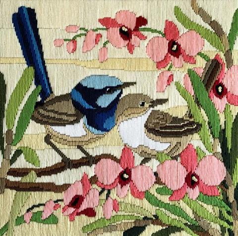 Long Stitch Kit - Blue Wrens & Cooktown Orchids