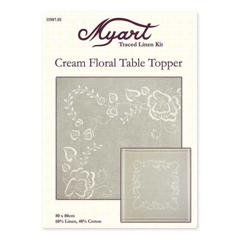 Cream Floral Table Topper