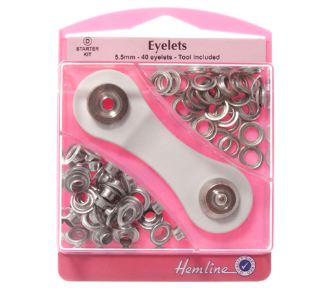 Hemline - Eyelets Starter Kit 5.5mm 40 pcs - Nickle