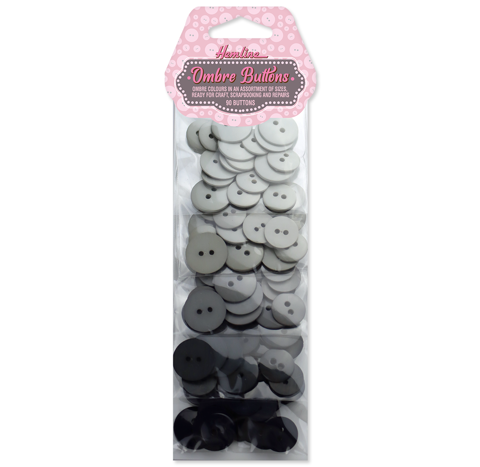 Hemline Buttons - Value Pack - Ombre Assorted Qty 90 - Grey