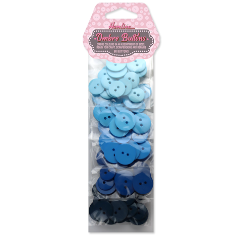 Hemline Buttons - Value Pack - Ombre Assorted Qty 90 - Blue