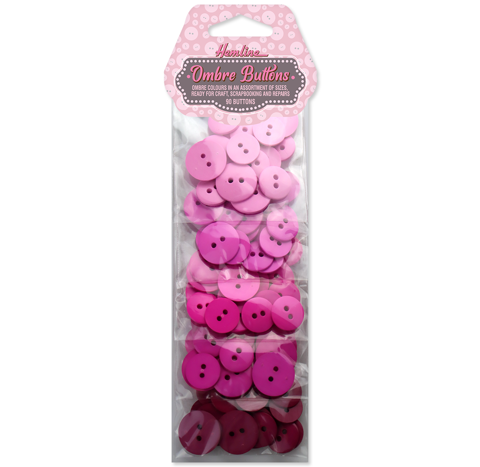 Hemline Buttons - Value Pack - Ombre Assorted Qty 90 - Pink