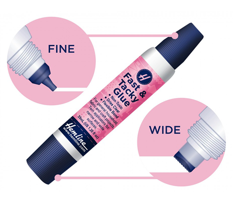Hemline - Glue Pen with Fine/Wide Tips 35ml