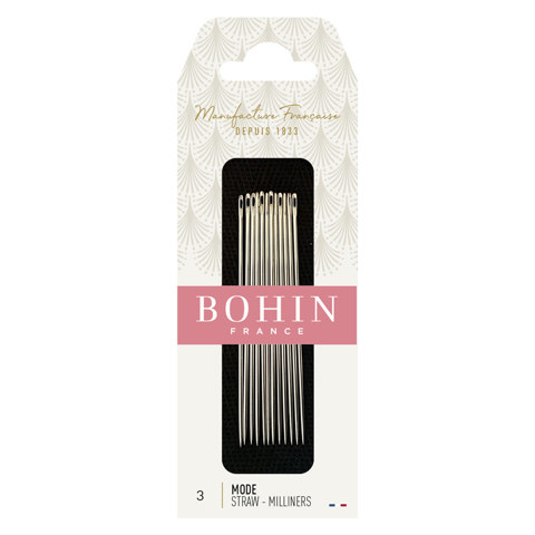 BOHIN - Hand Needle Straw / Milliner Qty 12 - Size 3