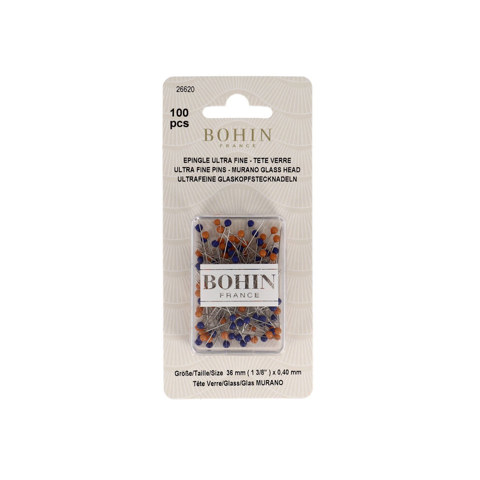 BOHIN - Pins Glass Head Ultra Fine 0.40 x 36mm Qty 80