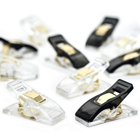 Hemline Gold - Fabric Quilt Clips 30pcs - Clear 15pc/Black 15pc
