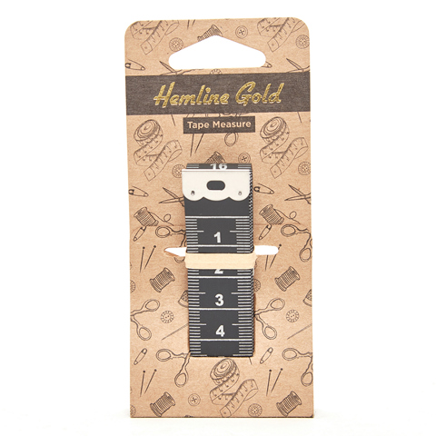 Hemline Gold - Tape Measure Fibreglass - 150cm/60in - Black/Silver Tip