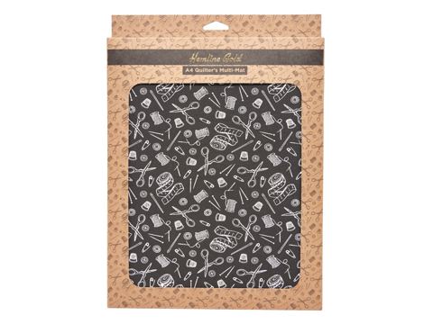Hemline Gold - Quilters Multi-Mat Suedette A4 30 x 24 cm - Black/Gold