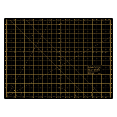 Hemline Gold - Cutting Mat A2 60 x 45cm Large - Black/Gold
