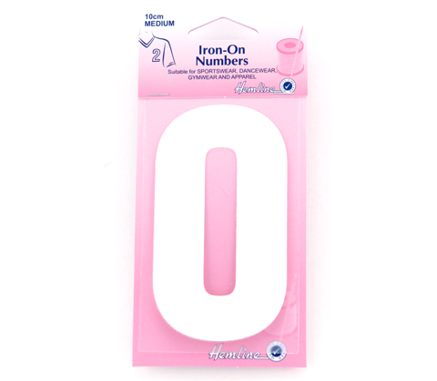 Hemline - Iron On Number Medium 10cm - White 0