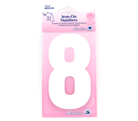 Hemline - Iron On Number Medium 10cm - White 8