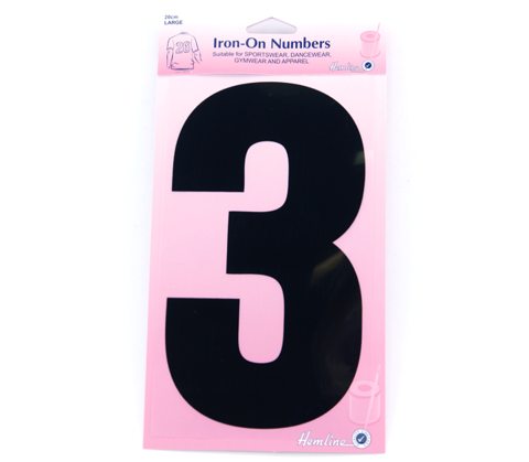 Hemline - Iron On Number Large 20cm - Black 3