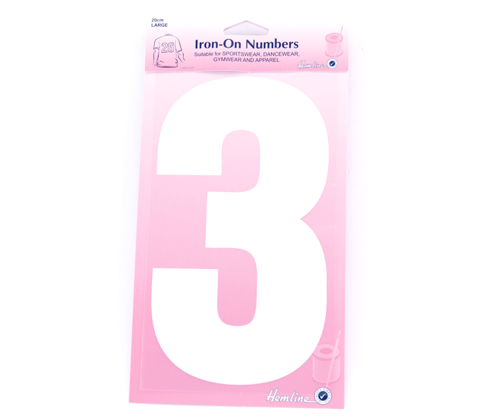 Hemline - Iron On Number Large 20cm - White 3