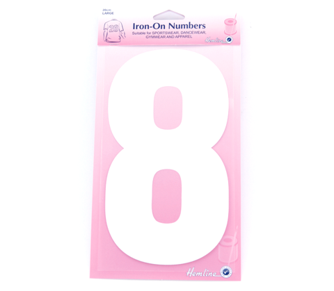 Hemline - Iron On Number Large 20cm - White 8