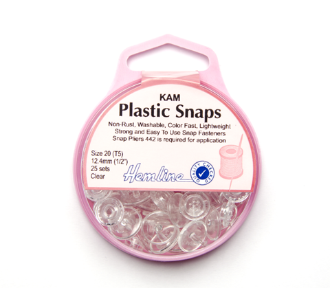 Hemline - Snaps Plastic Size 20 12.4mm 25 Sets - Clear