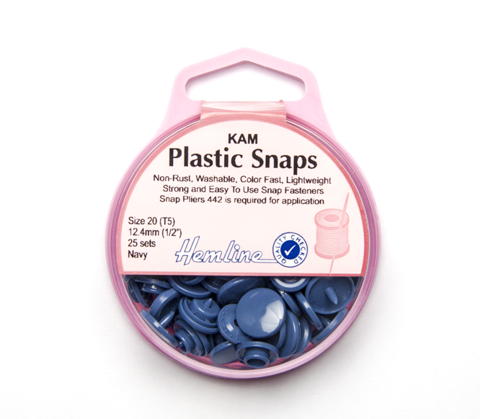 Hemline - Snaps Plastic Size 20 12.4mm 25 Sets - Navy