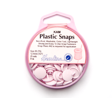 Hemline - Snaps Plastic Size 20 12.4mm 25 Sets - Pink