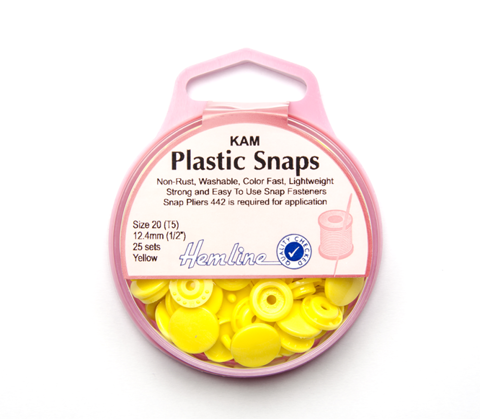 Hemline - Snaps Plastic Size 20 12.4mm 25 Sets - Yellow