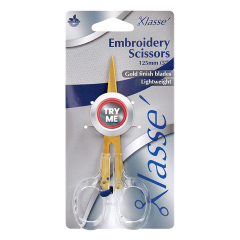 Klasse Scissors - Embroidery 125mm (5in) - Gold / Clear