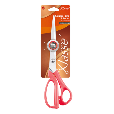 Klasse Scissors - General Use Soft Grip 254mm (10in) - Pink