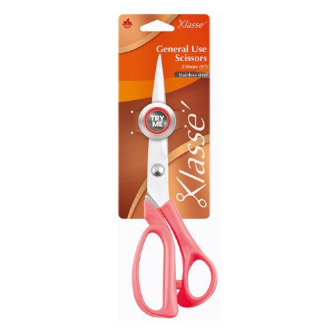 KLASSE SCISSORS - Scissors Household 9In - pink handle softgrip