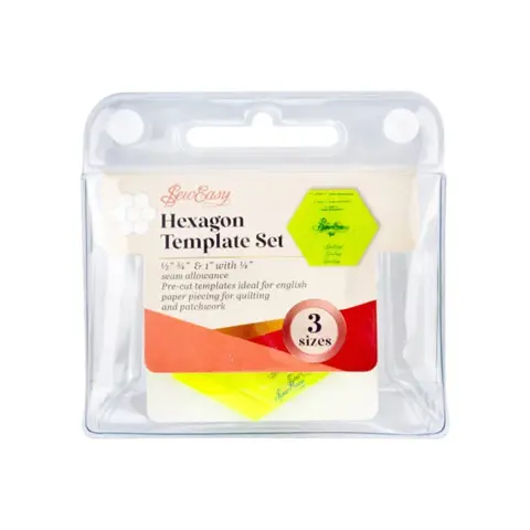 Sew Easy - Template Set with 1/4" Seam - Hexagon sizes 0.5/0.75/1.0in