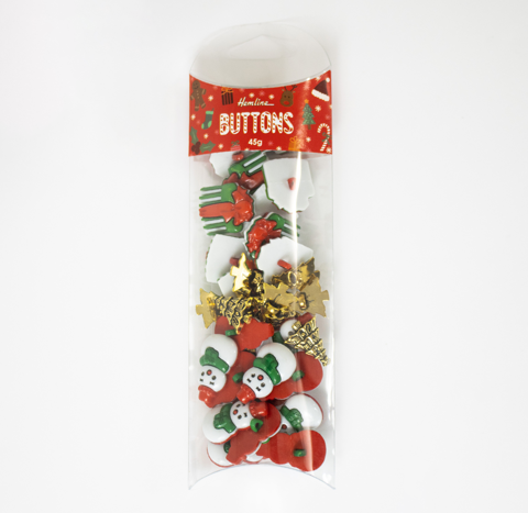 Hemline Buttons - Value Pack - Novelty Craft Buttons 45g - Christmas