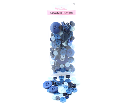 Hemline Buttons - Value Pack - Assorted Designs/Sizes - Blue