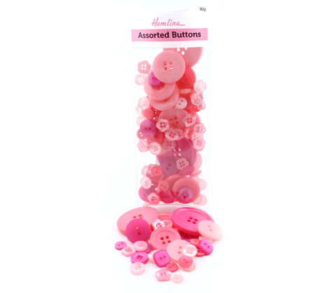 Hemline Buttons - Value Pack - Assorted Designs/Sizes - Pink