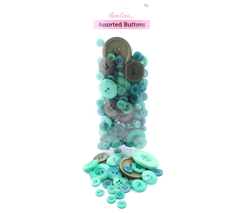 Hemline Buttons - Value Pack - Assorted Designs/Sizes - Green
