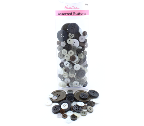 Hemline Buttons - Value Pack - Assorted Designs/Sizes - Black