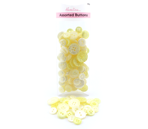 Hemline Buttons - Value Pack - Assorted Designs/Sizes - Cream/Yellow