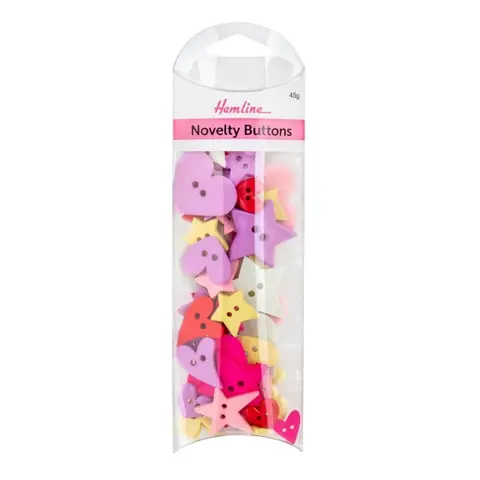 Hemline Buttons - Value Pack - Novelty Craft Buttons 45g - Love & Star