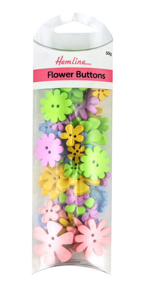 Hemline Buttons - Value Pack - Novelty Craft Buttons 45g - Flower