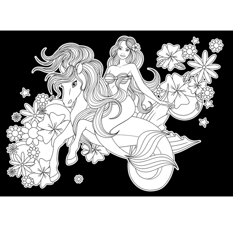 COLOURME - Velvet Art Poster - Mermaid On Sea Pony - A4 350gsm