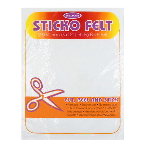Felt Sticko Polyester 30 x 23cm - White