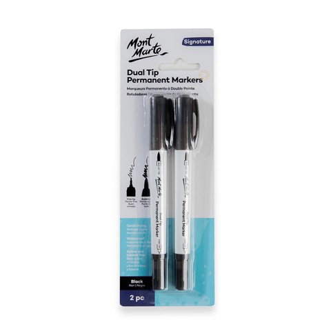 Mont Marte - Dual Tip Permanent Markers Black 2pc