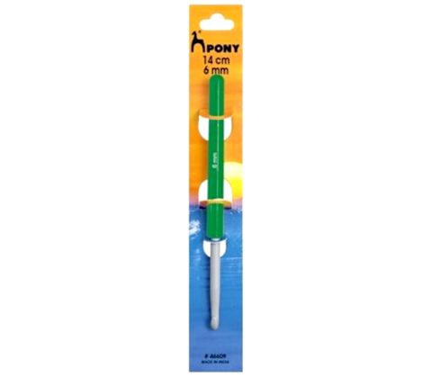 Aluminium Crochet Hook with Plastic Handle - 14cm x 6.00mm