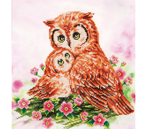 Mother And  Baby Owl - 42 x 42 cm (16.5 x 16.5in)