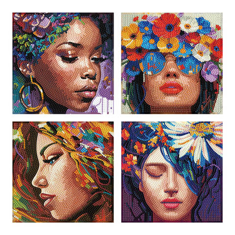 Four Beauties - 12.7 x 12.7cm