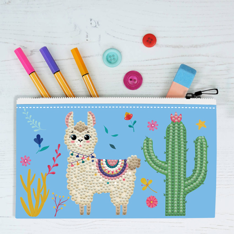 Zippered Pouch Llama Party - 14cm