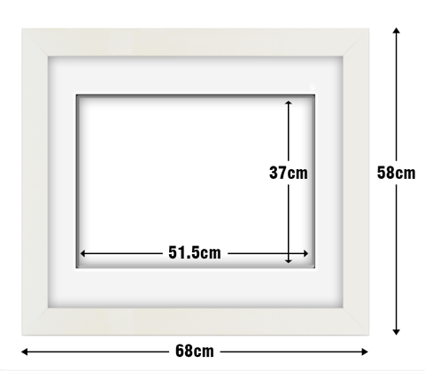 White Frame with White Mat Board DDF11.W515X370MW